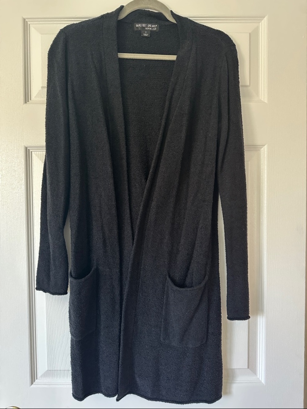 Barefoot Dreams Charcoal Black Open-Front Plush Cardigan